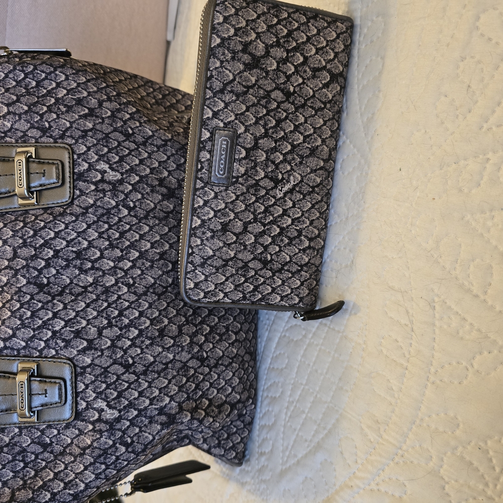 Coach Black and Gray Satchel Set with Monogram Design